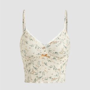 Floral Laced Cropped Cami Tank Top
